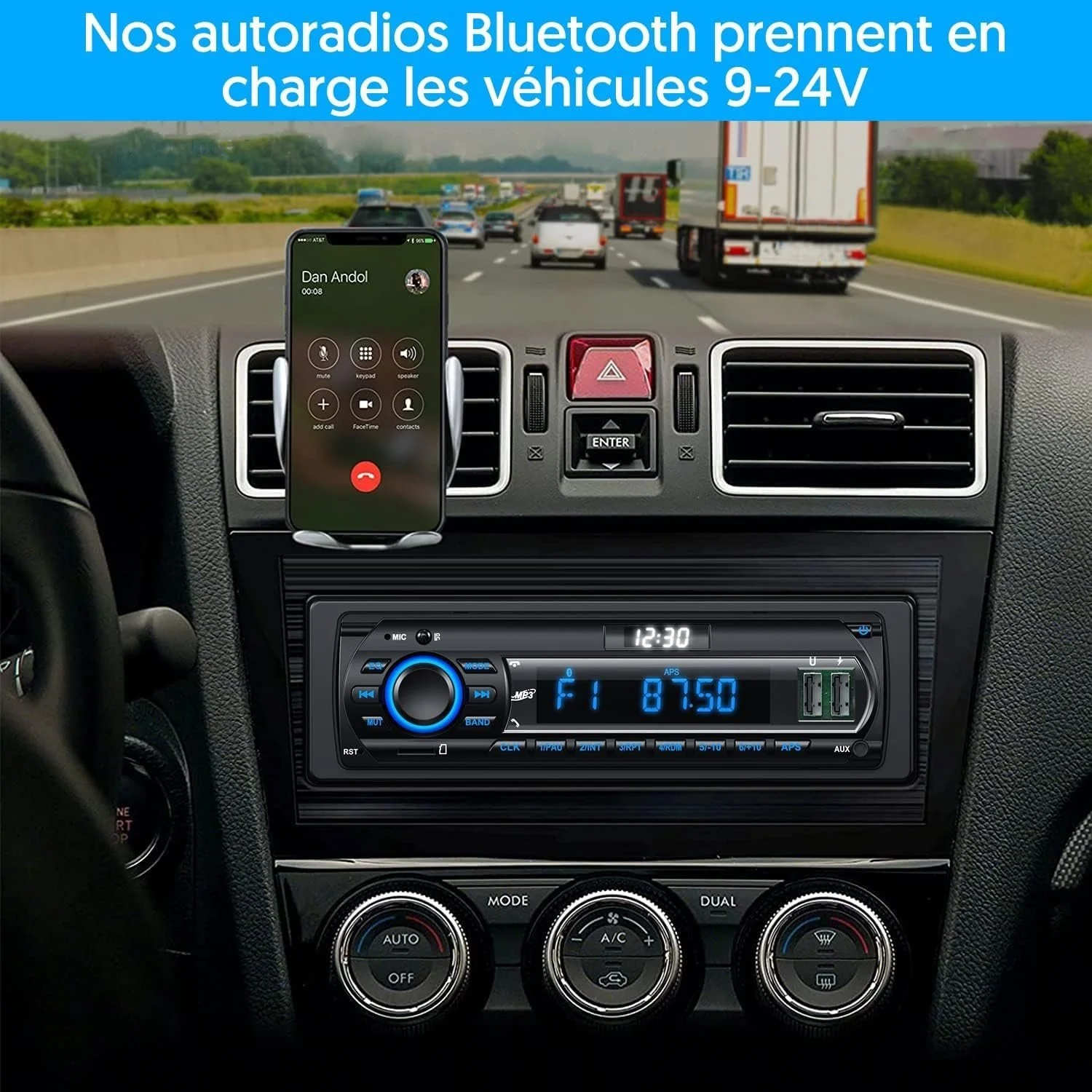 Autoradio 1DIN Bluetooth USB AUX FM RDS MP3 Universel - Image 3