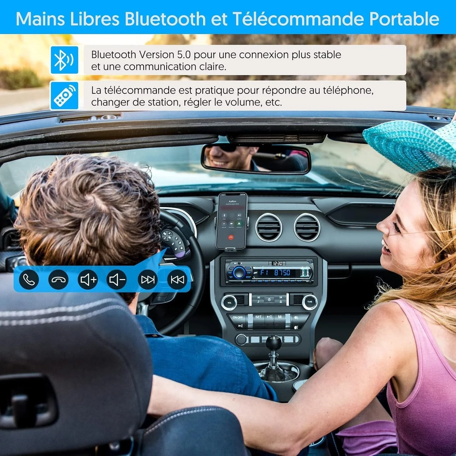 Autoradio 1DIN Bluetooth USB AUX FM RDS MP3 Universel - Image 4