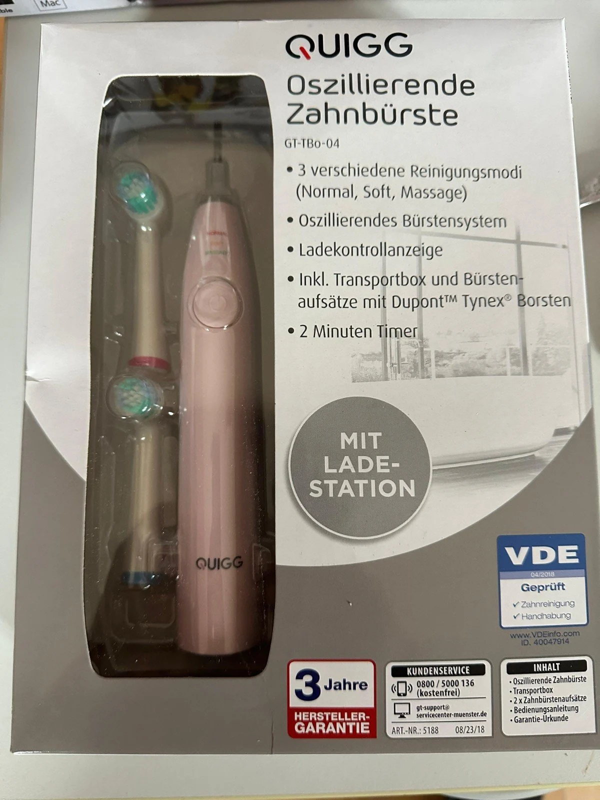 GT‑TBo‑04 –Brosse à dents électrique Quigg sans fil, 4 vitesses, vibrations USB - Image 5