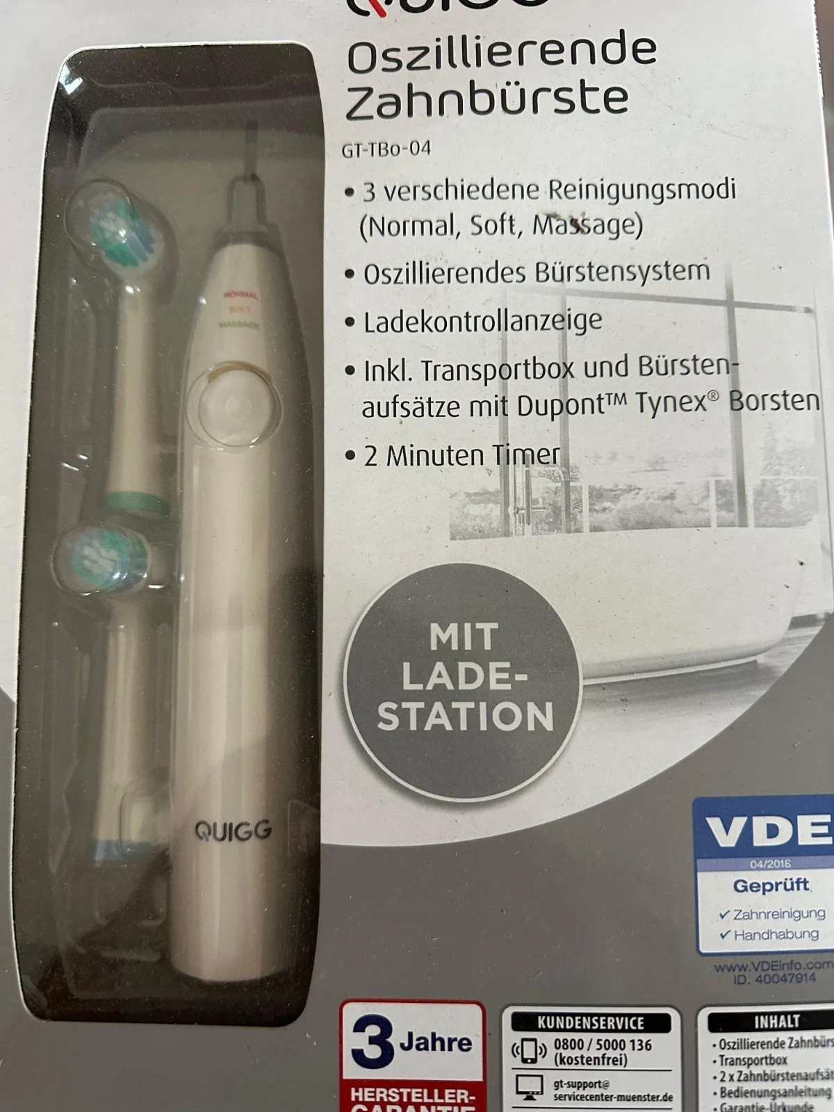 GT‑TBo‑04 –Brosse à dents électrique Quigg sans fil, 4 vitesses, vibrations USB - Image 6