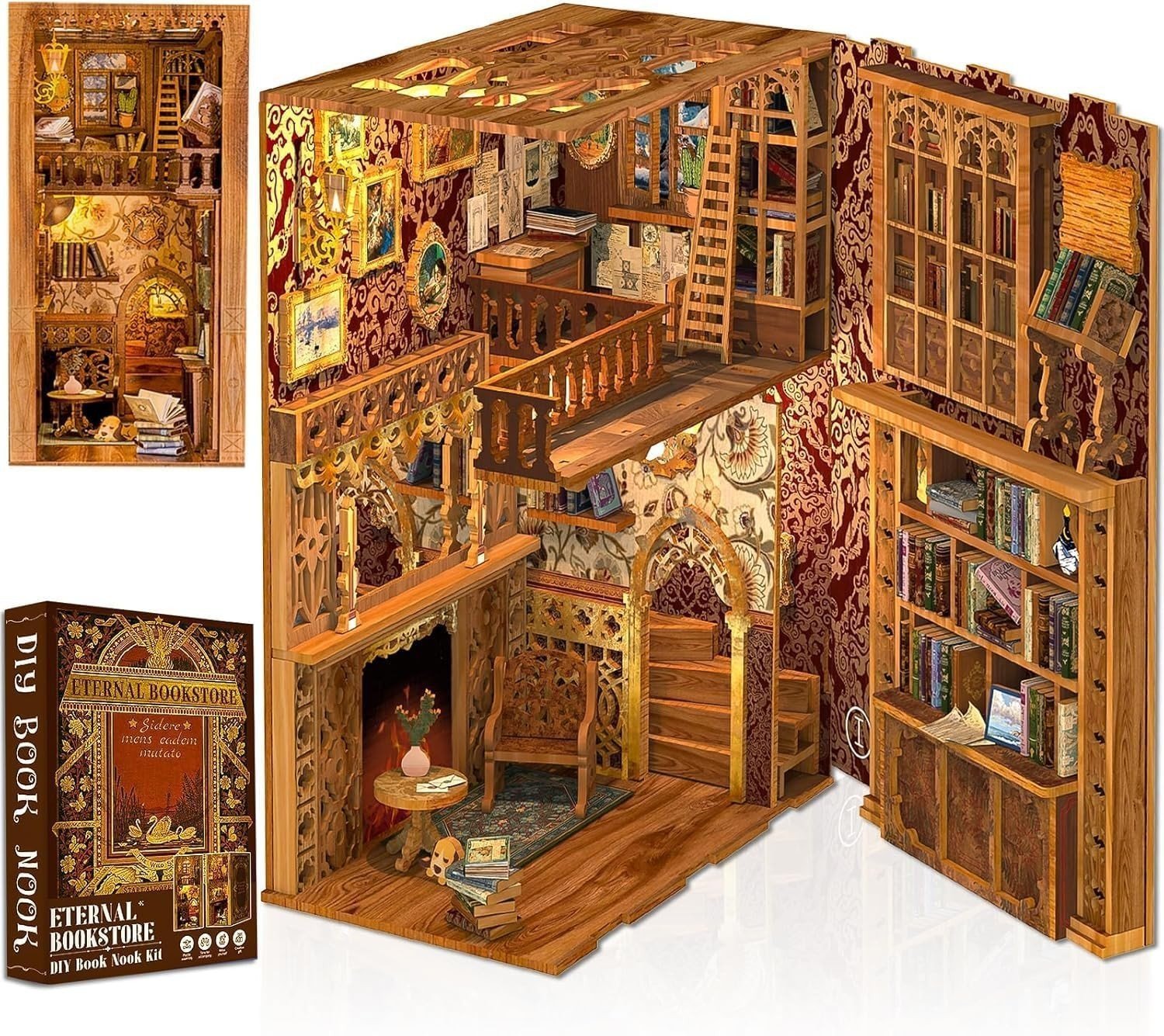 Eternal Bookstore YS05 Kit DIY Book Nook 3D Miniature avec LED – Puzzle Maison