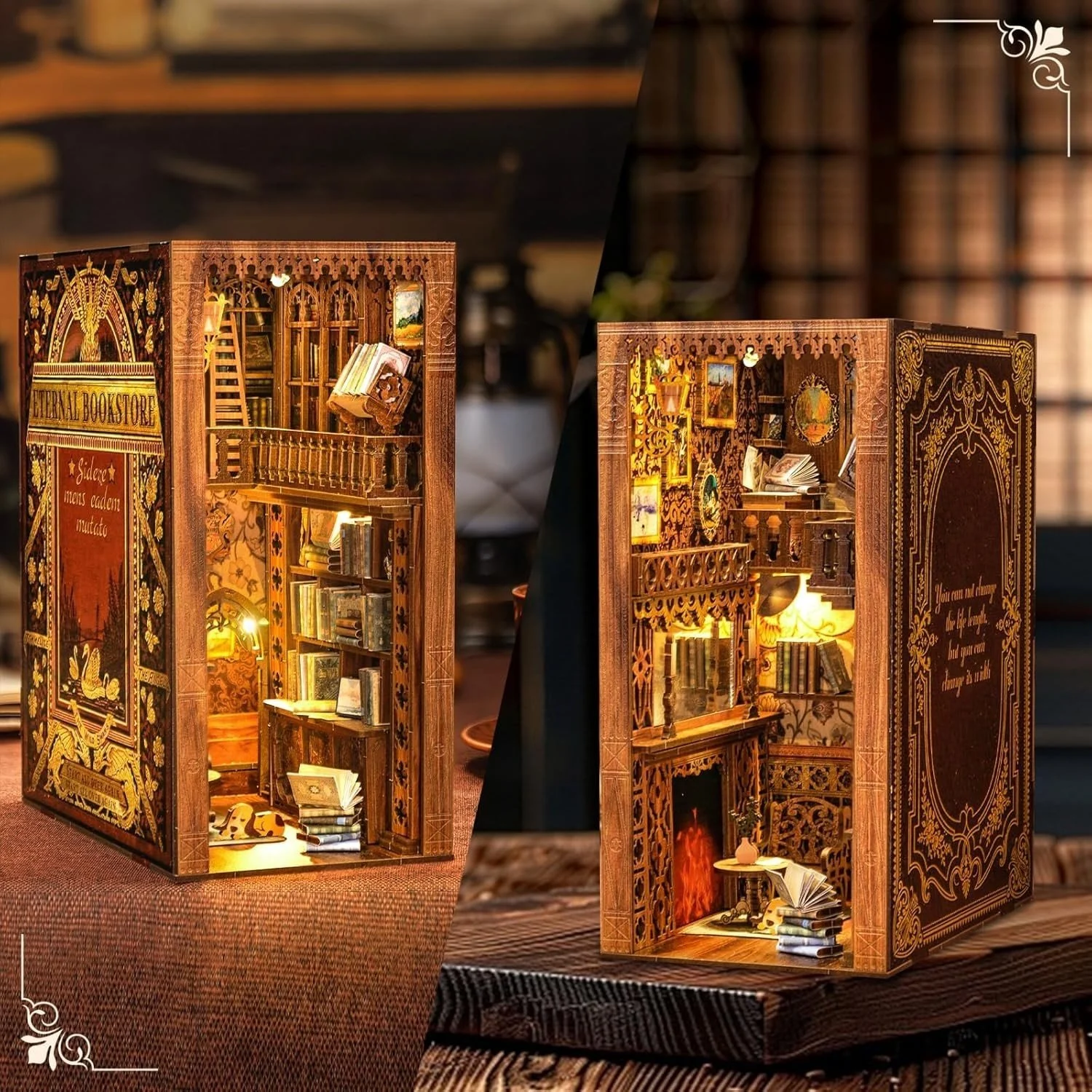 Eternal Bookstore YS05 Kit DIY Book Nook 3D Miniature avec LED – Puzzle Maison - Image 3