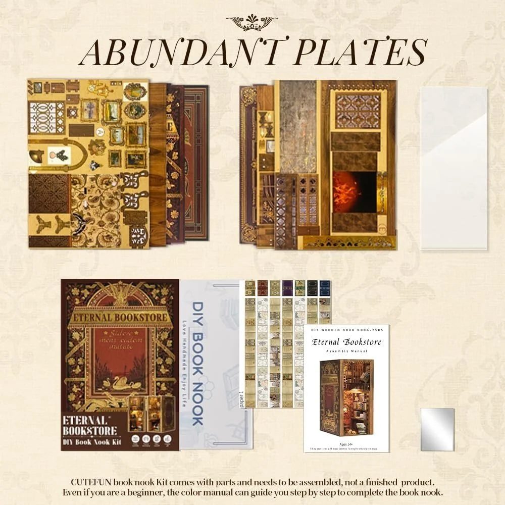 Eternal Bookstore YS05 Kit DIY Book Nook 3D Miniature avec LED – Puzzle Maison - Image 5