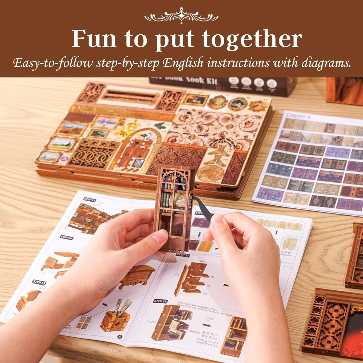 Eternal Bookstore YS05 Kit DIY Book Nook 3D Miniature avec LED – Puzzle Maison - Image 6