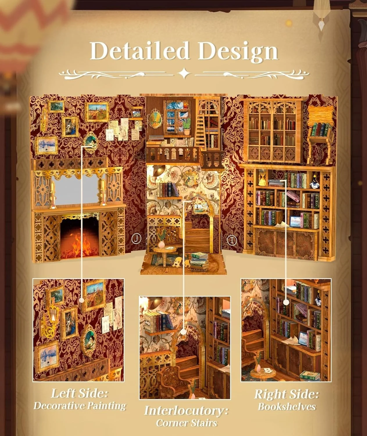 Eternal Bookstore YS05 Kit DIY Book Nook 3D Miniature avec LED – Puzzle Maison - Image 8