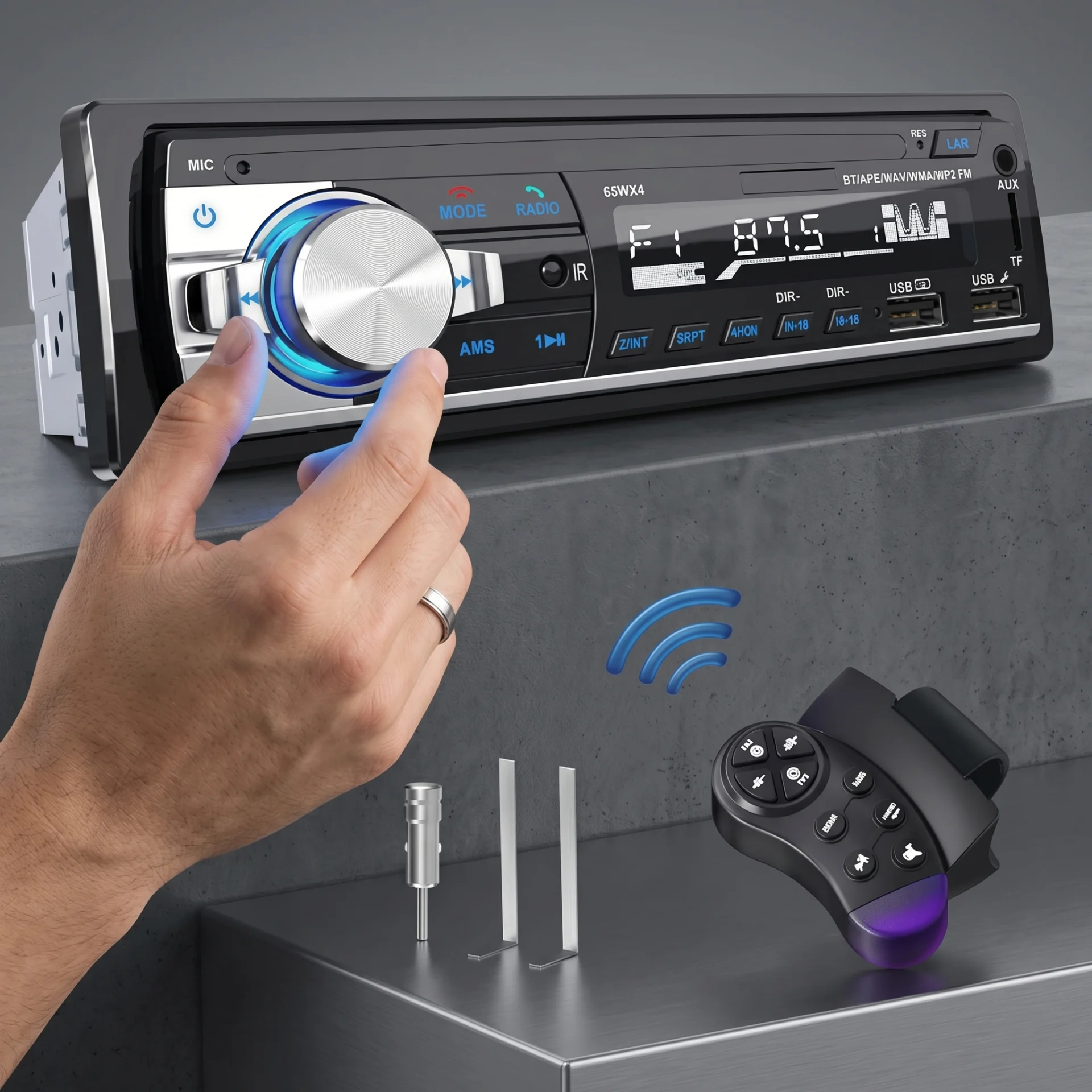 Autoradio 1DIN Voiture MP3 USB AM FM Écran LCD Télécommande Noir