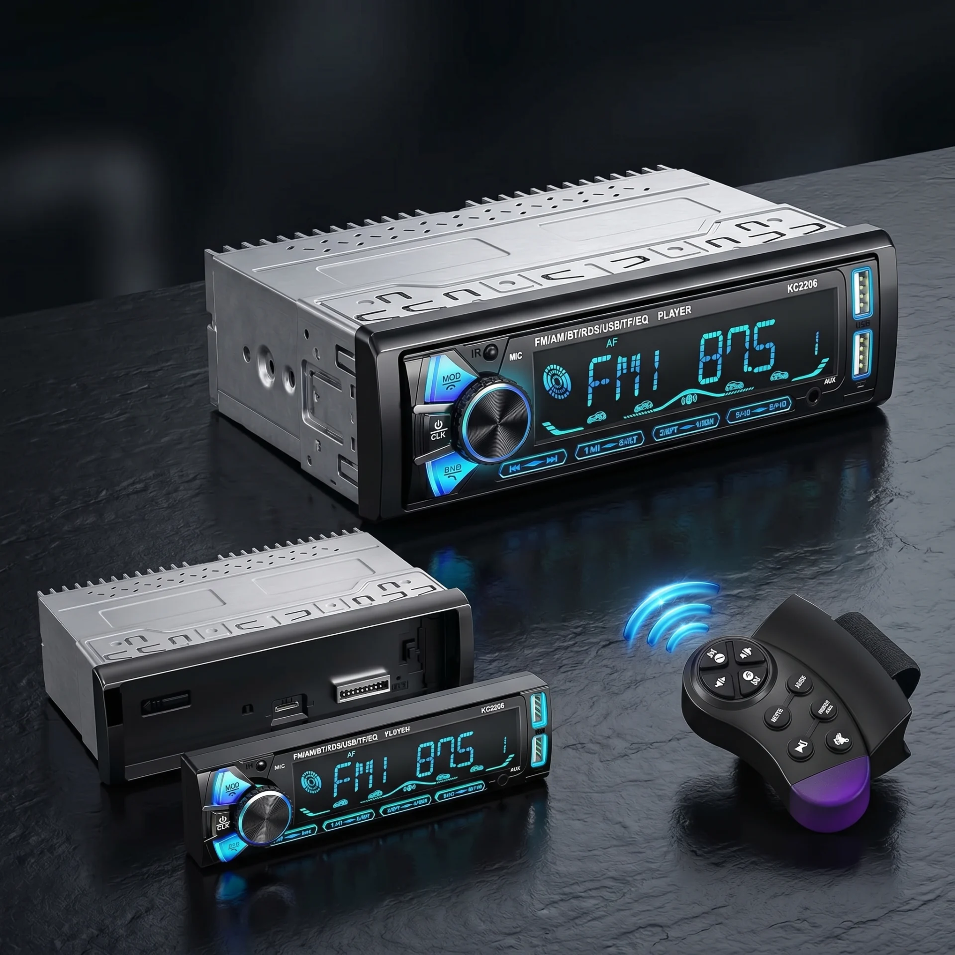 Autoradio Bluetooth 1 DIN Wistrue USB RDS FM Amovible