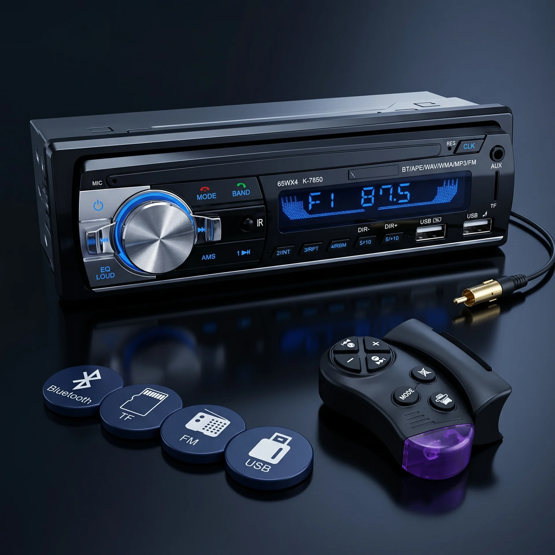 Autoradio Bluetooth 1DIN USB SD FM AM Avec Télécommande