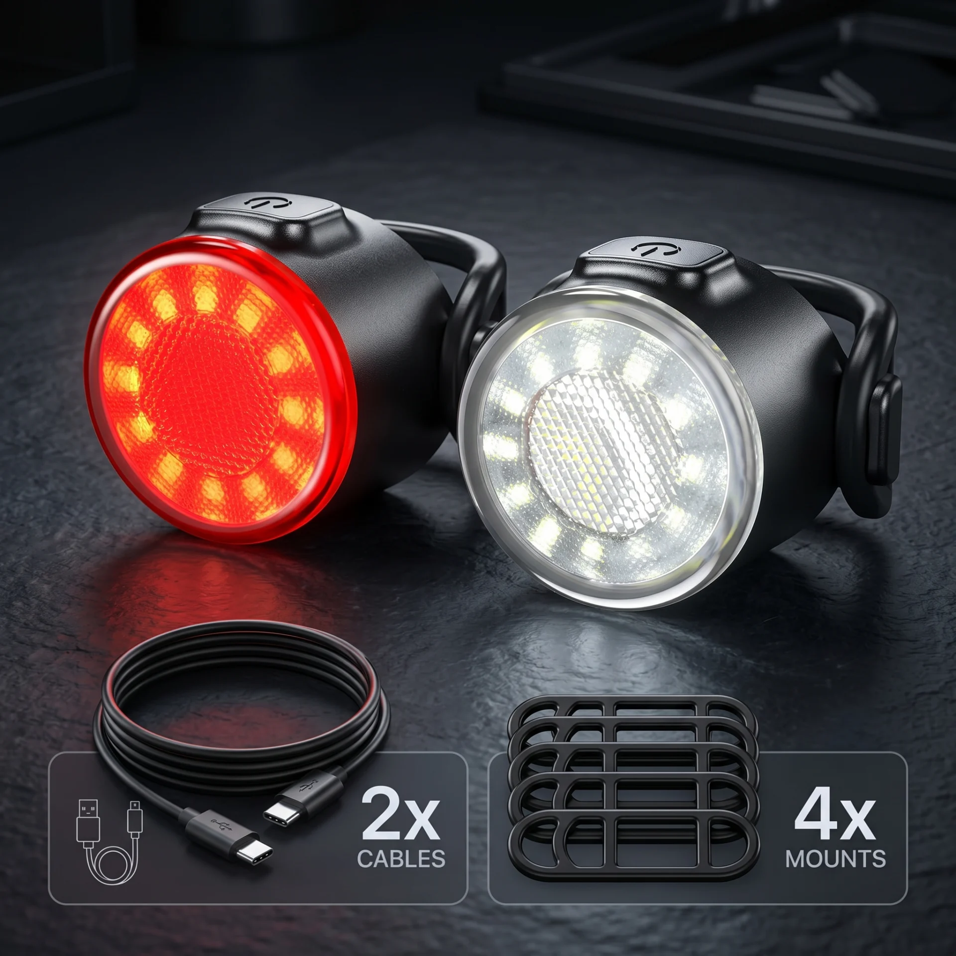 Lumière Vélo Avant Arrière Rechargeable USB Polyvalente