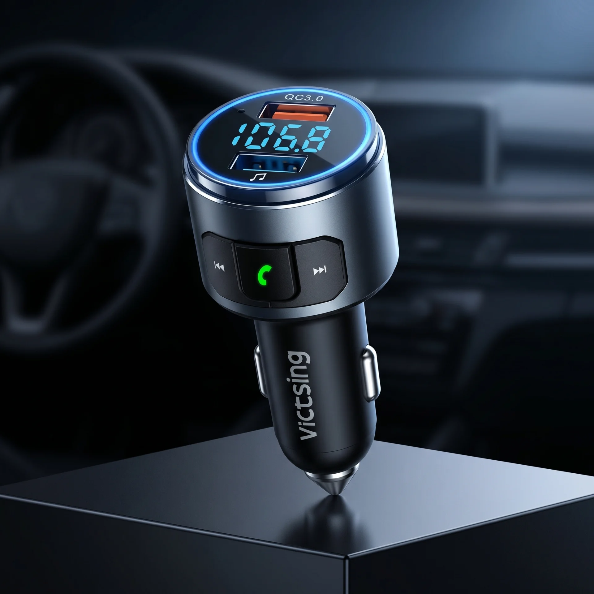 Transmetteur Bluetooth Voiture FM USB Sans Fil