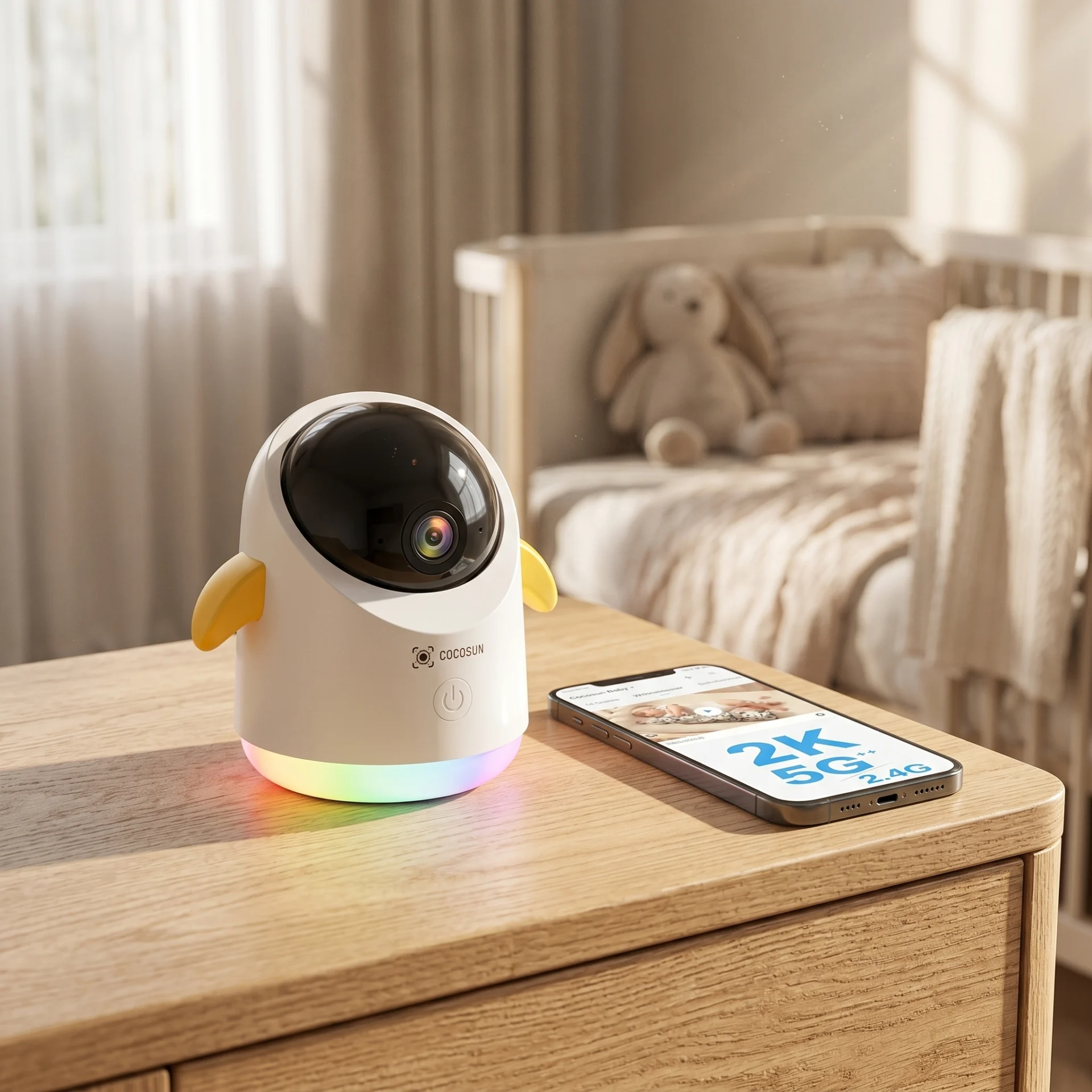 Caméra Bébé Wi-Fi Cococam 2K – Vision Nocturne 355° Rotation