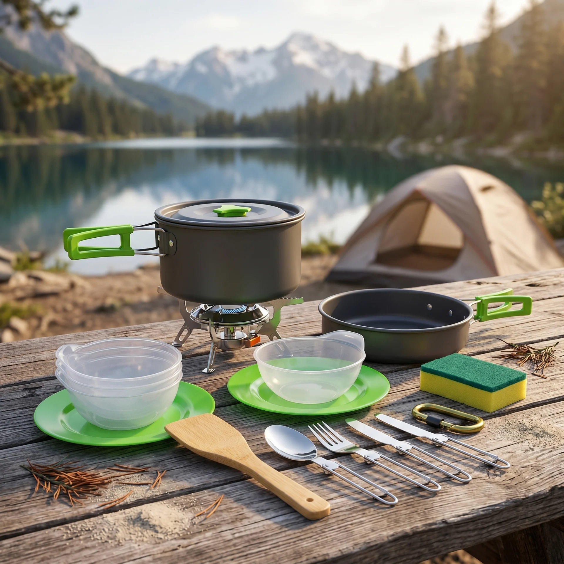 WOSTOO kit camping casseroles accessoires 2-3 personnes