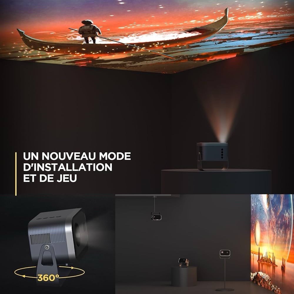 Mini Projecteur Jimveo E18 1080P Home Cinema Bluetooth Wi‑Fi Portable 360° - Image 5