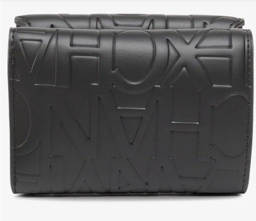 Portefeuille Armani Exchange Noir Femme Matelassé Logo A|X Neuf Luxe Authentique