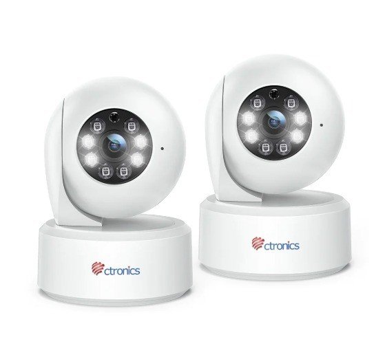 Lot de 2 Caméras Ctronics 710C 2.5K 4MP PTZ WiFi IA 355° Vision Nocturne
