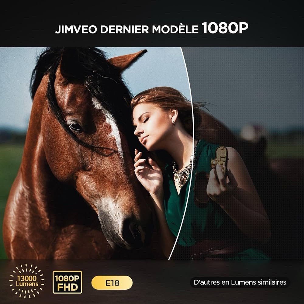 Mini Projecteur Jimveo E18 1080P Home Cinema Bluetooth Wi‑Fi Portable 360° - Image 3