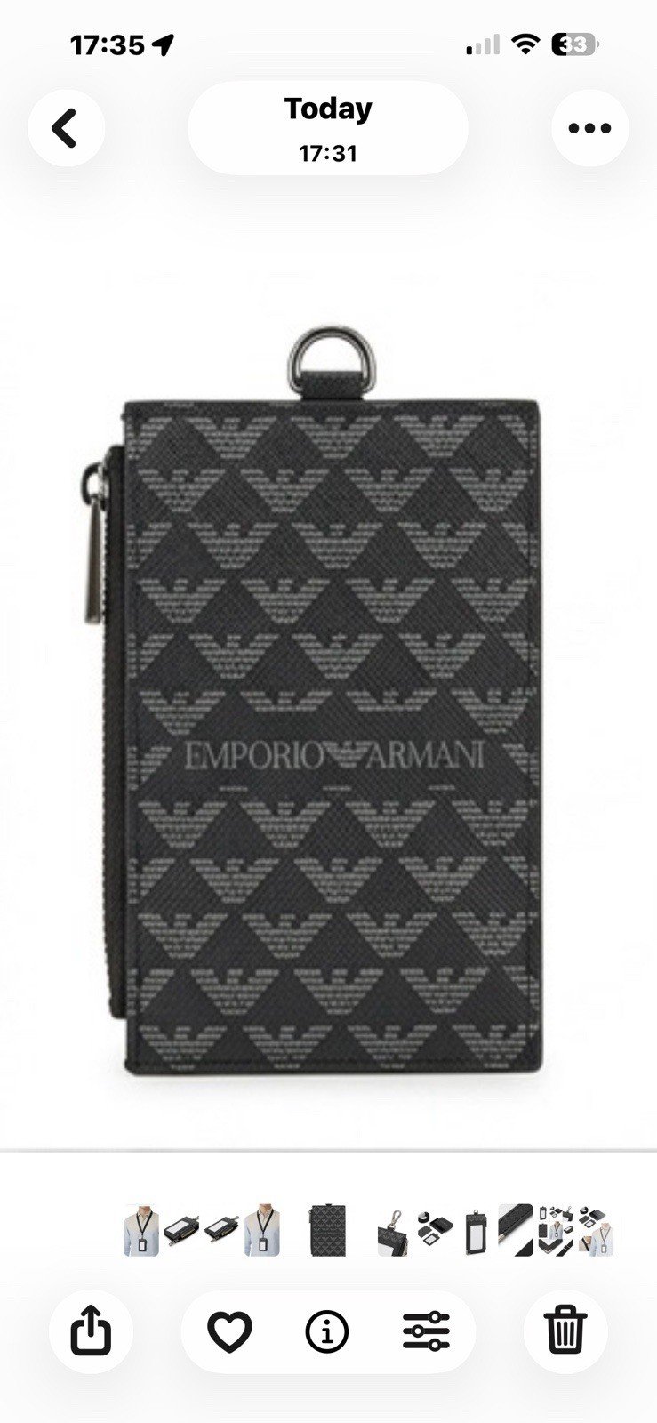 Emporio Armani Porte-cartes Homme Y4R263 YG91J Cuir Noir Bleu marine Slim Lux - Image 8