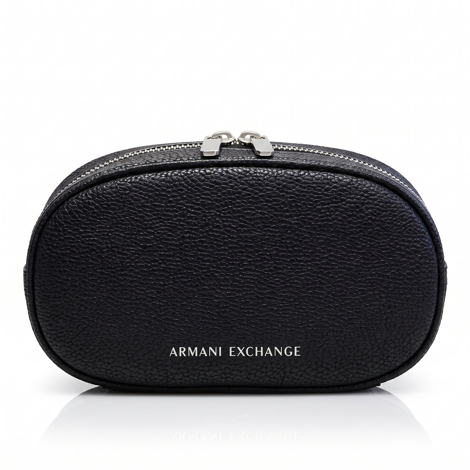 Armani Exchange A|X Black Leather Toiletry Bag Zip Travel Wash Bag Pouch