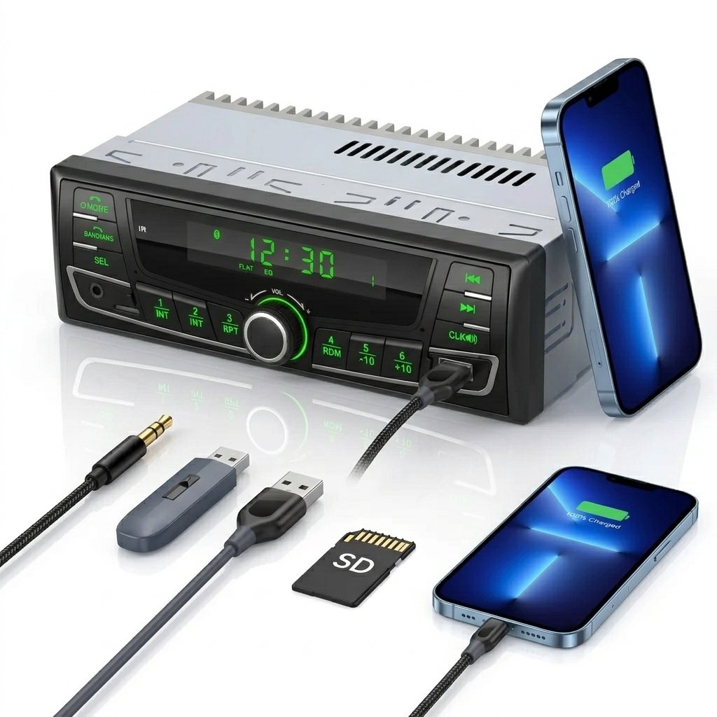 Autoradio Bluetooth R2316 Voiture 12V RDS FM/AM USB SD AUX Écran LCD LED 3" Noi