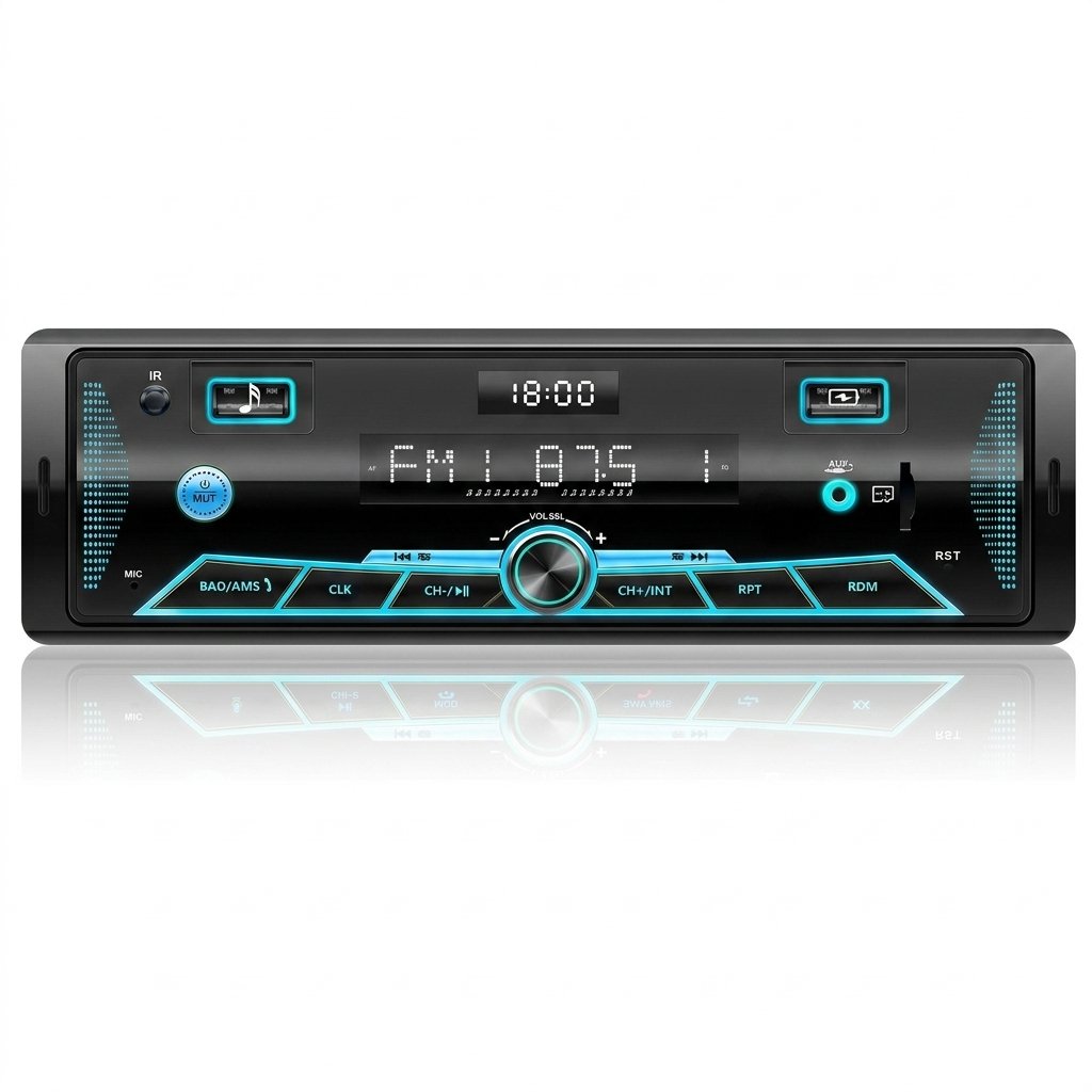 Autoradio Bluetooth R2210 Voiture 12V RDS FM/AM USB SD AUX Écran LCD Noir
