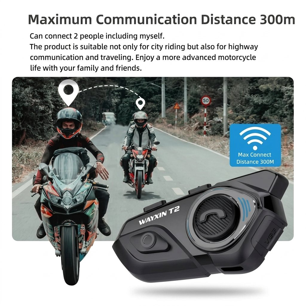 Interphone ｜ oreillettes｜ pour motos｜ casques ｜Wayxin T2