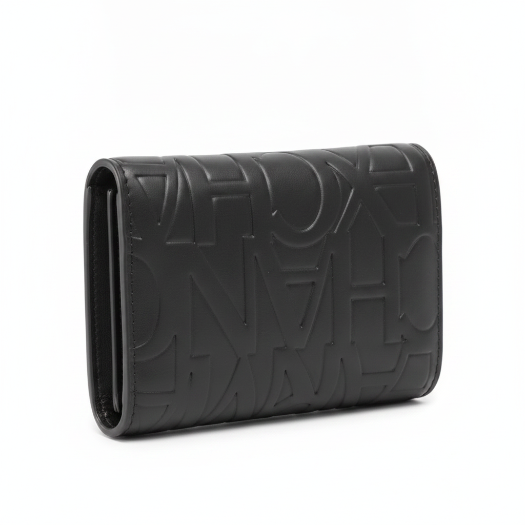 Portefeuille Armani Exchange Noir Femme Matelassé Logo A|X Neuf Luxe Authentique