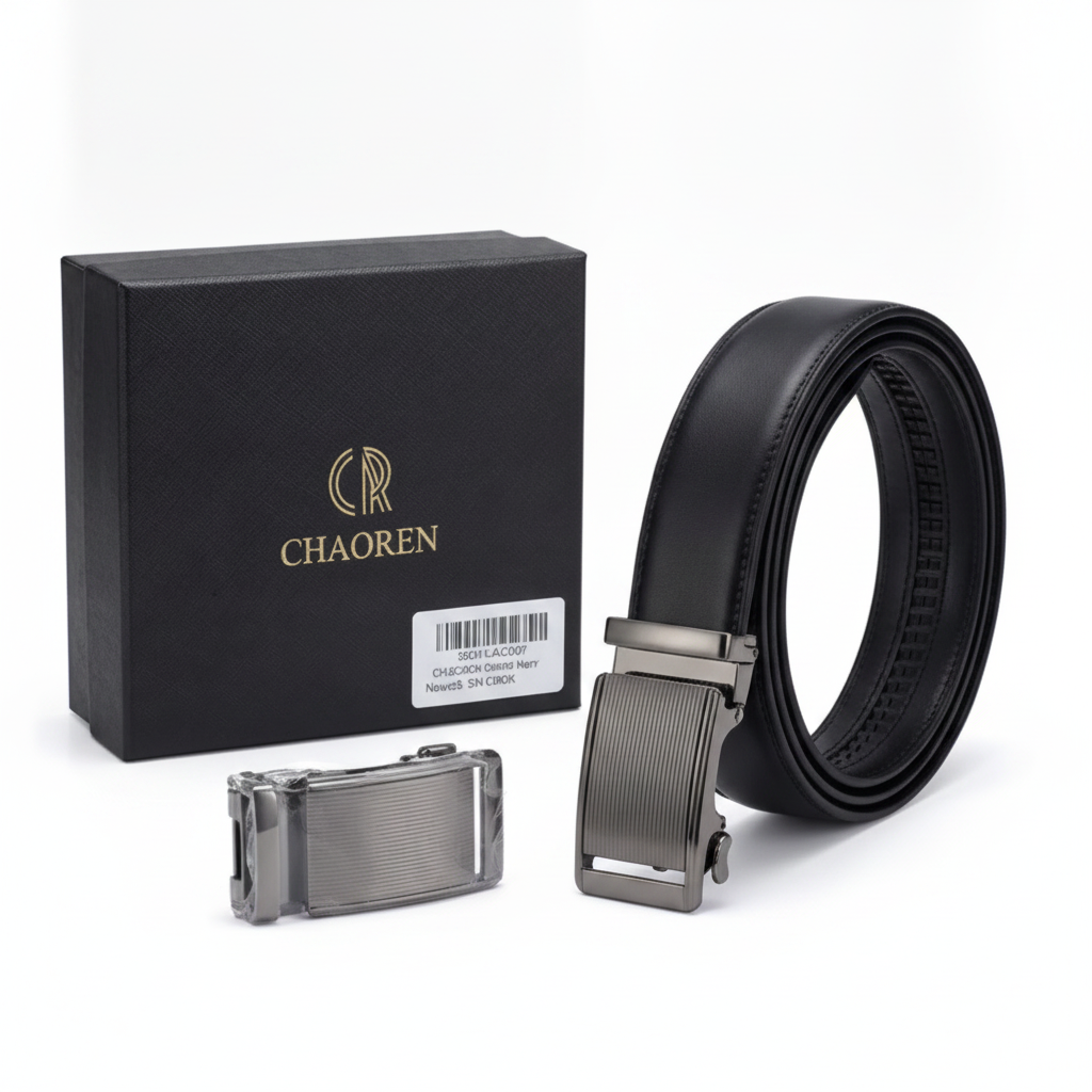 Ceinture Homme CHAOREN Cuir Synthétique Haute Qualité Automatique à Cliquet Noi