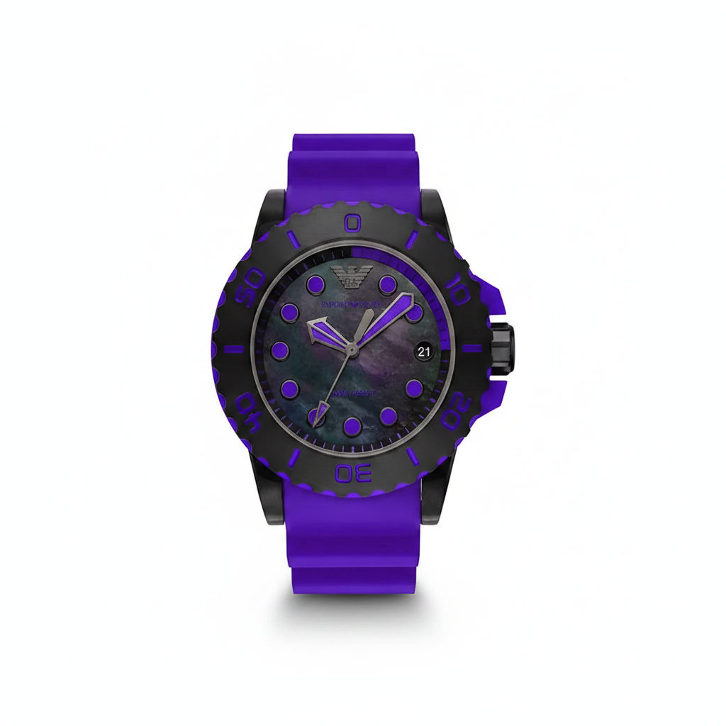 Emporio Armani AR11441 Montre Homme Quartz Violet Silicone Chronographe Sport