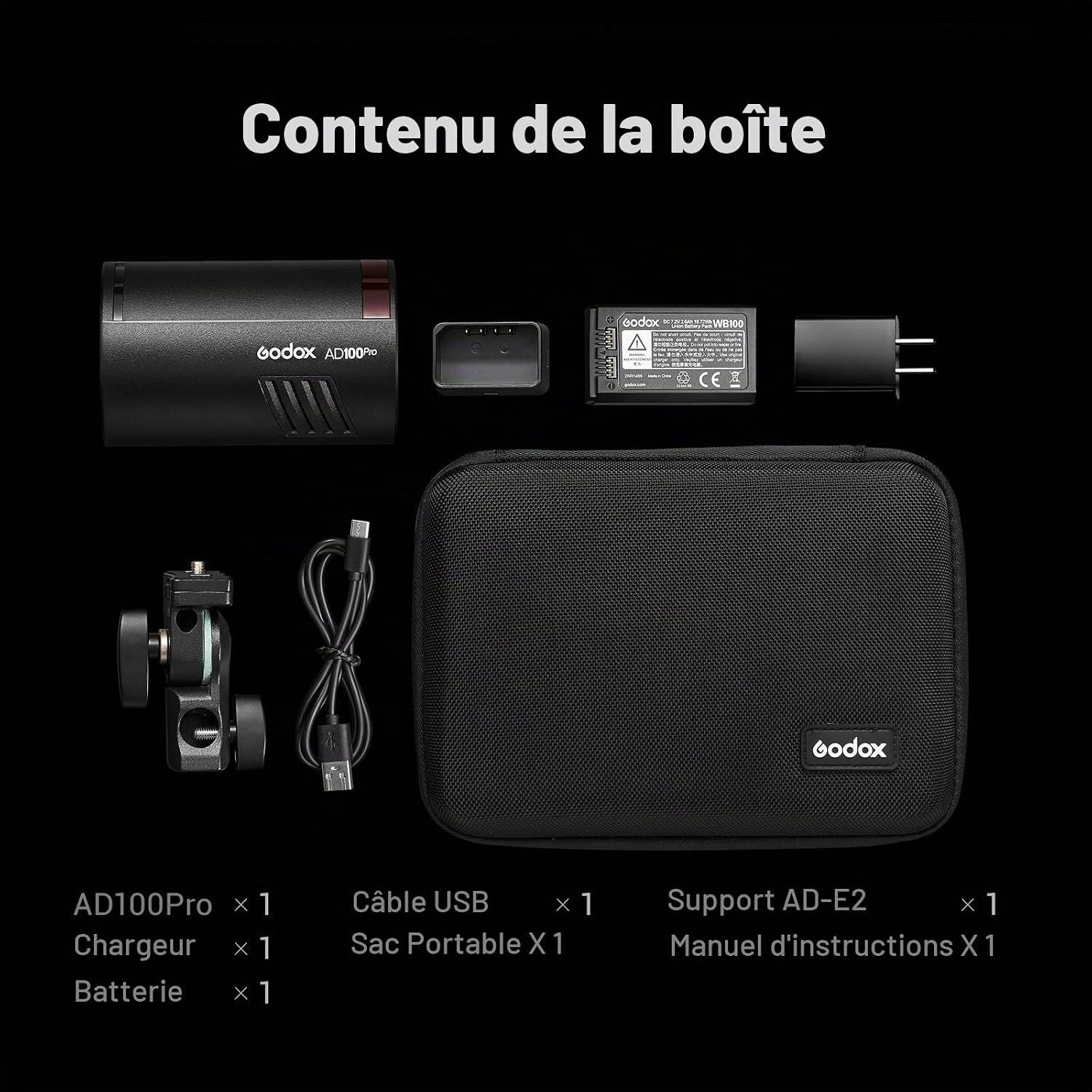 Godox AD100Pro Flash de Studio de Poche 100Ws TTL HSS 2.4G Avec Batterie & Étui – Image 10