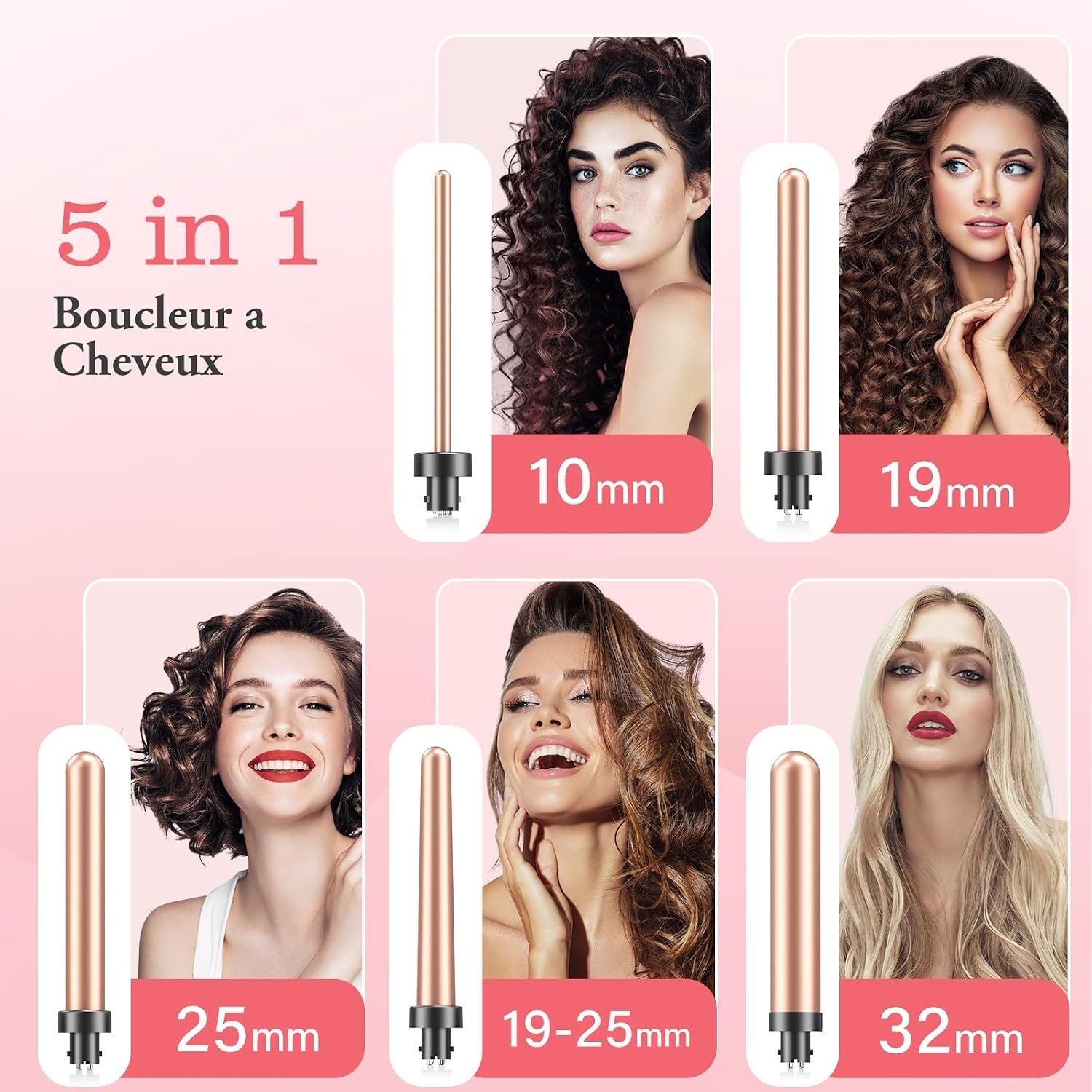 Fer à Boucler 5 en 1 BESTOPE MIX - Onduleur Cheveux Professionnel avec 5 Barille – Image 6