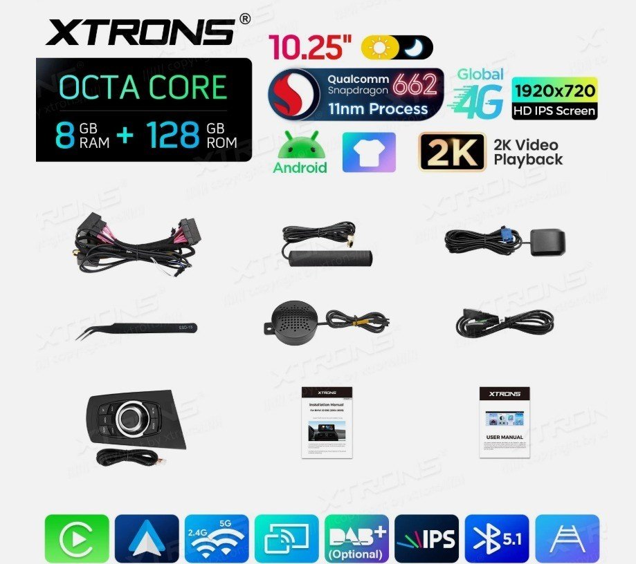 Xtrons Autoradio Android 14 BMW X3 E83 Snapdragon 8G 128G CarPlay 4G GPS – Image 2