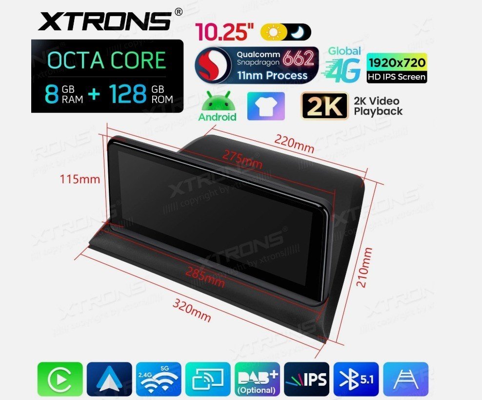 Xtrons Autoradio Android 14 BMW X3 E83 Snapdragon 8G 128G CarPlay 4G GPS – Image 6