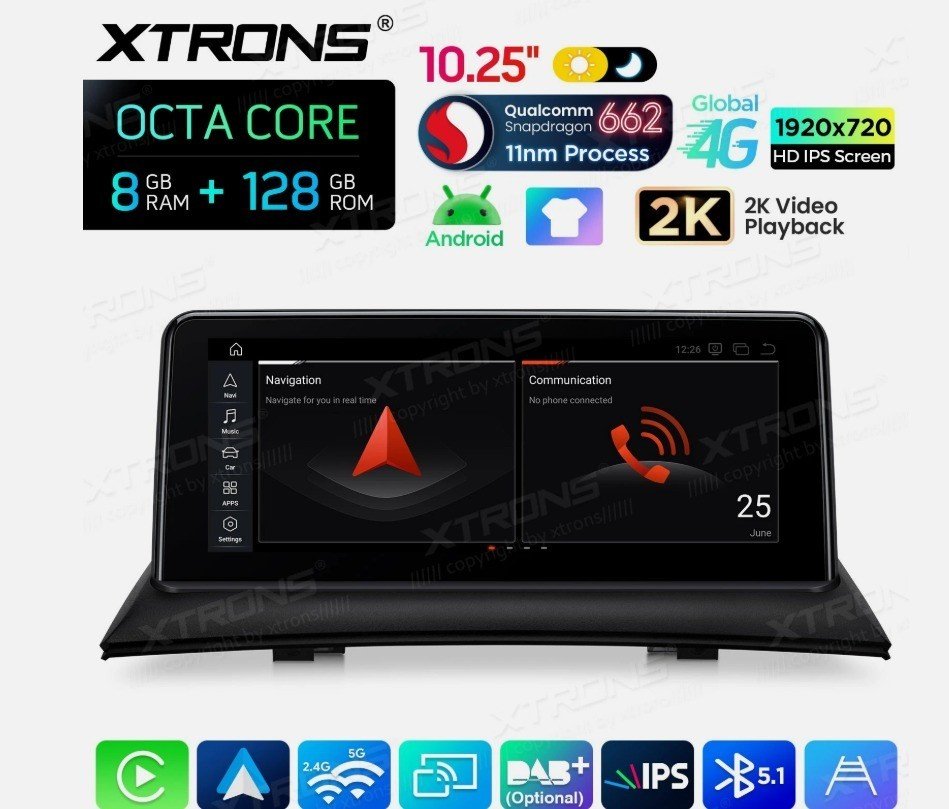 Xtrons Autoradio Android 14 BMW X3 E83 Snapdragon 8G 128G CarPlay 4G GPS – Image 7
