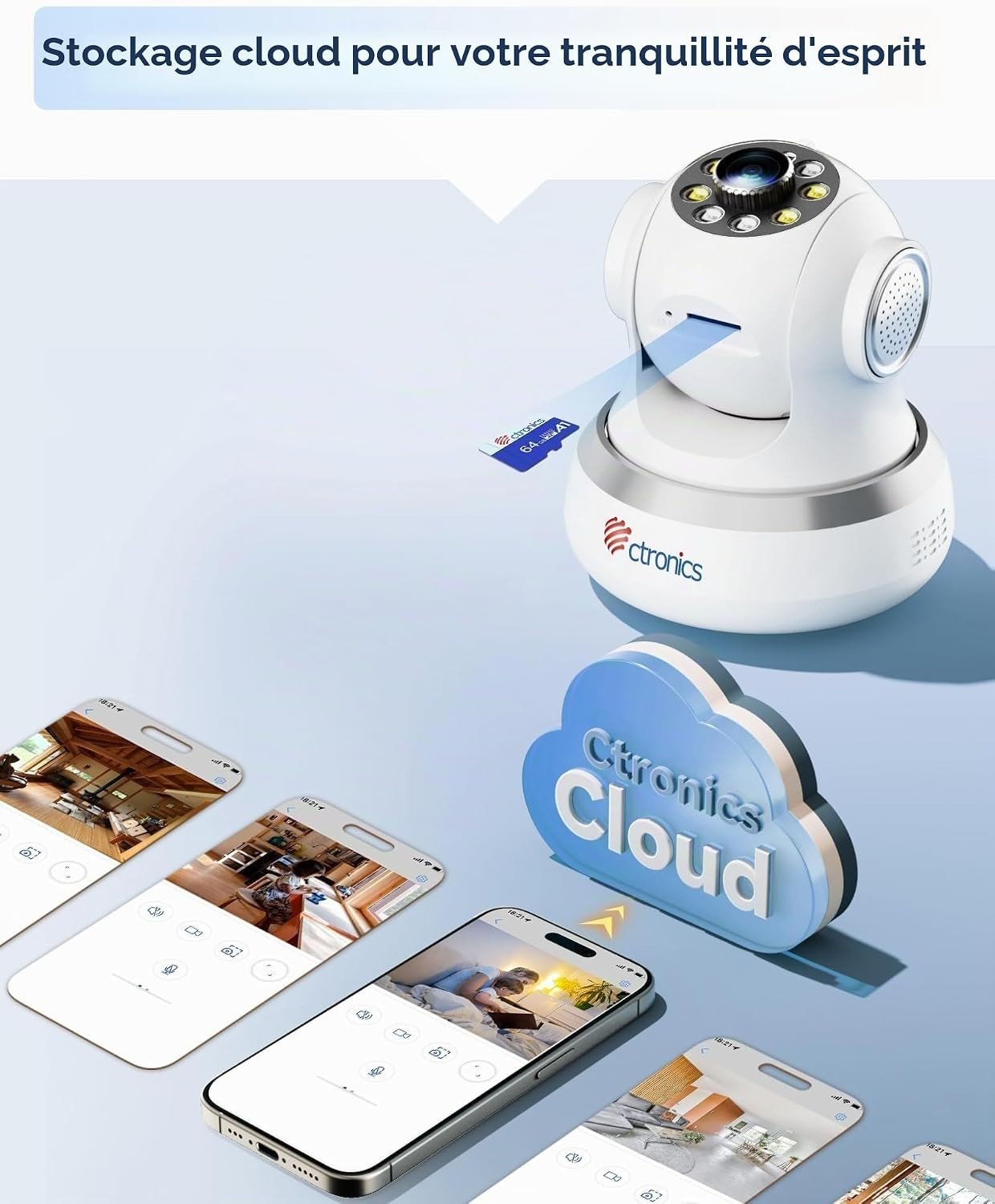 Ctronics Caméra IP 4G LTE Intérieure PTZ 360° Carte SIM 1080P Vision Nocturne – Image 4