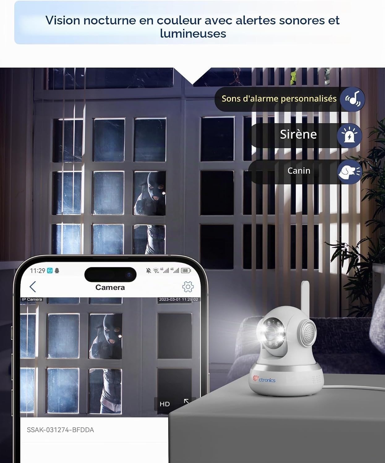 Ctronics Caméra IP 4G LTE Intérieure PTZ 360° Carte SIM 1080P Vision Nocturne – Image 5