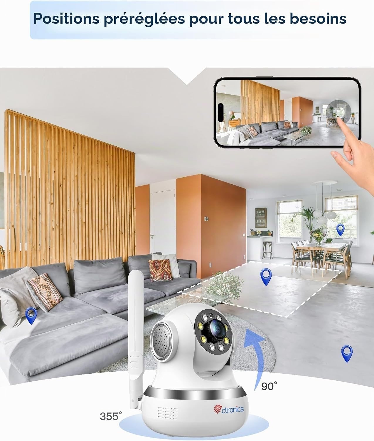 Ctronics Caméra IP 4G LTE Intérieure PTZ 360° Carte SIM 1080P Vision Nocturne – Image 7