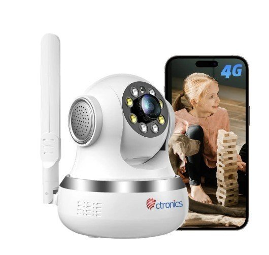Ctronics Caméra IP 4G LTE Intérieure PTZ 360° Carte SIM 1080P Vision Nocturne – Image 10