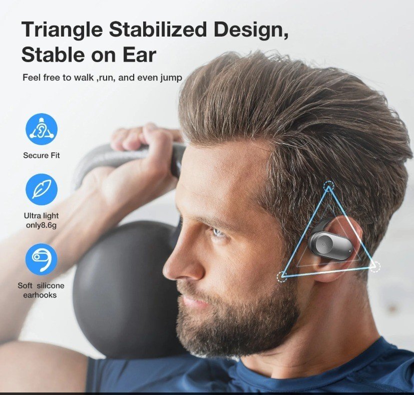 BlitzMax BM-CT1 Écouteurs sans fil Open Ear Bluetooth Oreillettes Sport 50H – Image 8