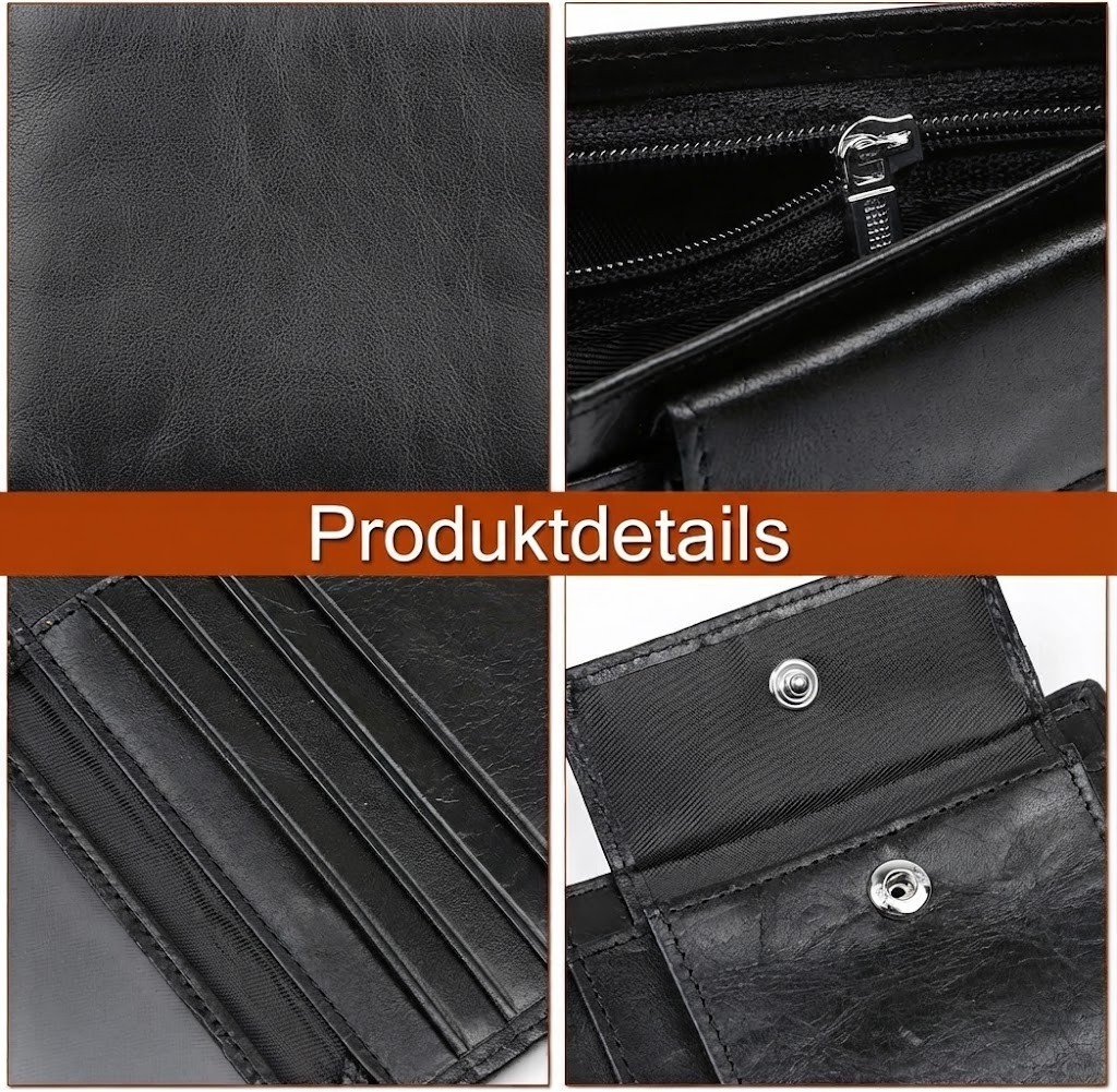 Portefeuille Homme en Cuir Véritable - Protection RFID, Élégant et Pratique – Image 2